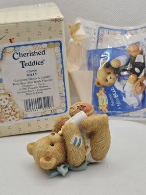 New Cherished Teddies Figurine BILLY baby boy bear bottle cuddle nursery shower